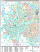 Fort Worth Wall Map Premium Style
